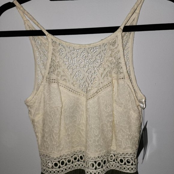 NWT IZ Byer Maxi Dress in Olive with Cream Lace Top - Picture 2 of 6